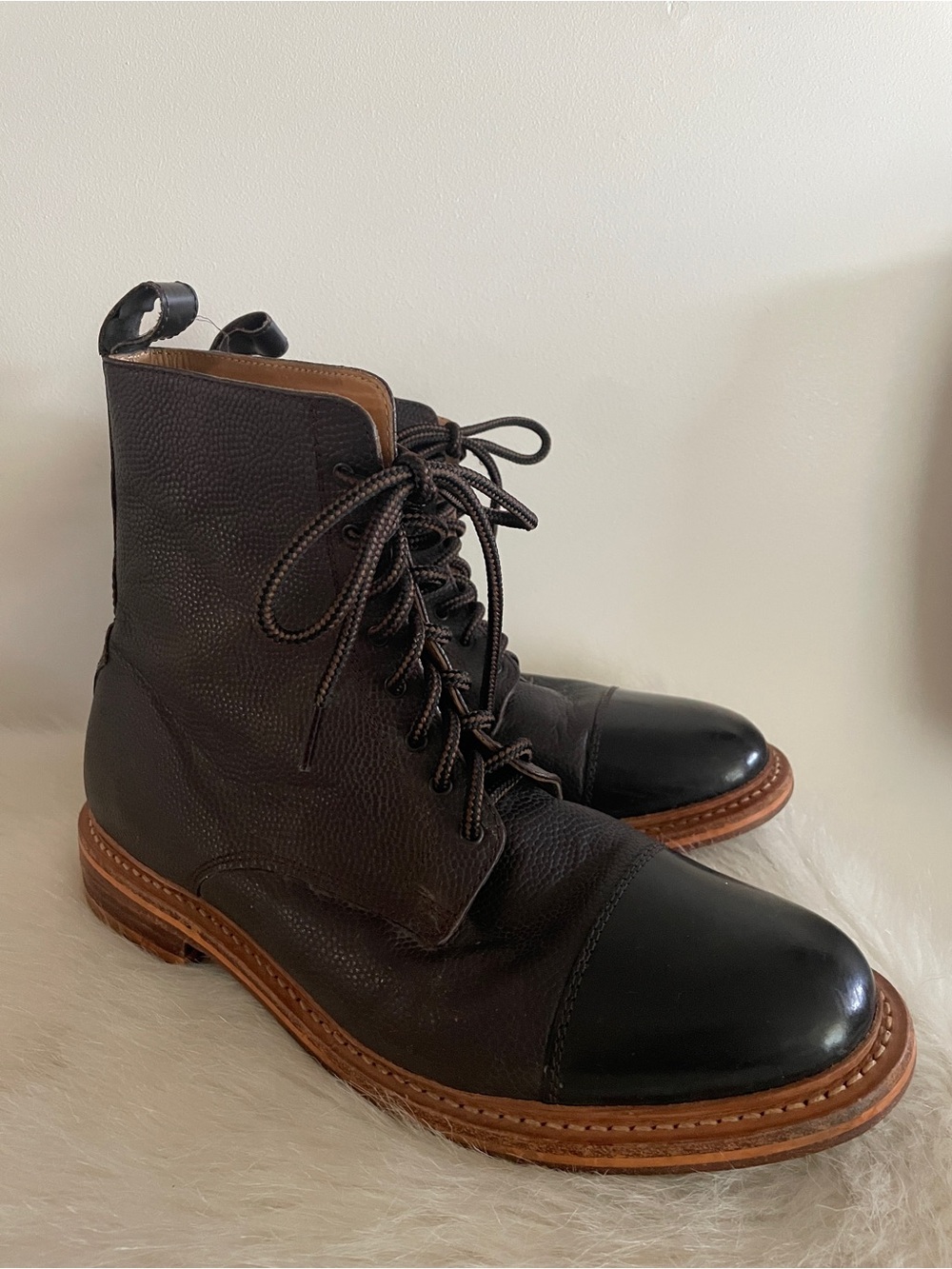 Ben Sherman Brown Leather Lace-Up Cap Toe Boots